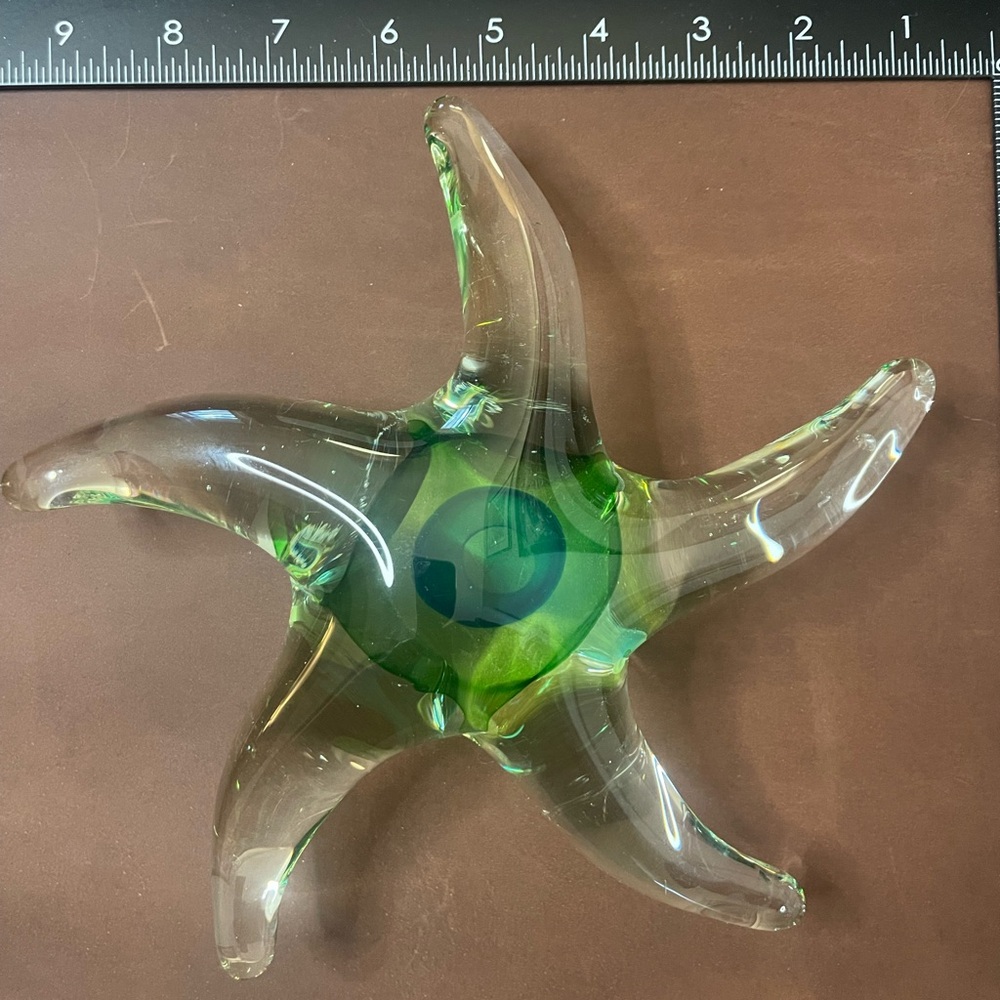 Emerald Glass Luck Starfish Sculpture